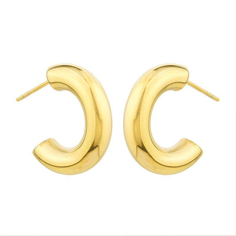 Aura Chunky Open Hoop Earrings on white background
