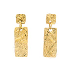 Aura Hammered Rectangle Drop Earrings on white background