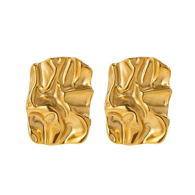 Aura Crinkle Square Stud Earrings on white background