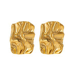Aura Crinkle Square Stud Earrings on white background