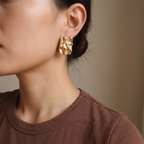 Crinkle Square Stud Earrings