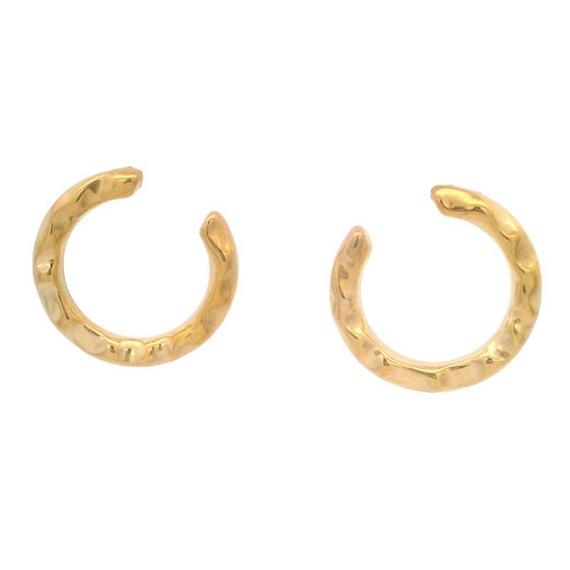 Aura Hammered Open Hoop Earrings on white background