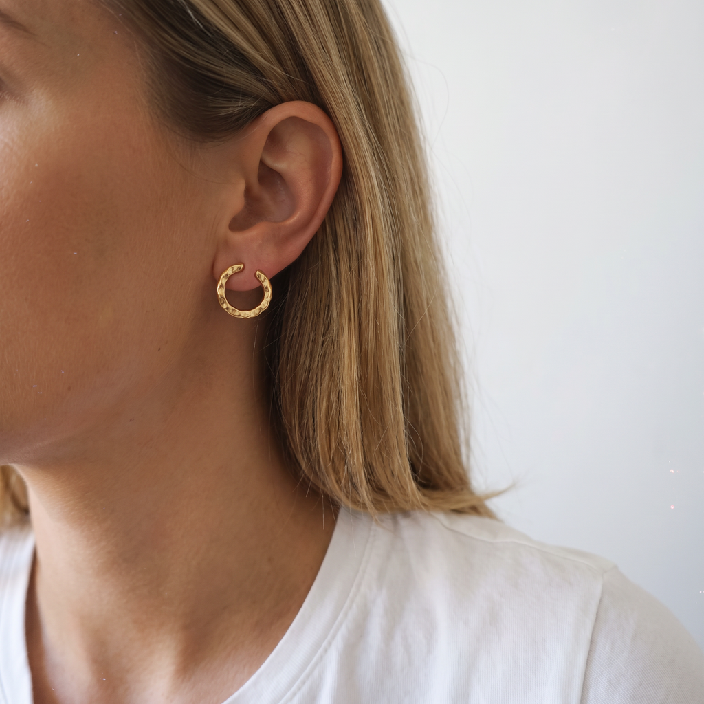 Hammered Open Hoop Earrings