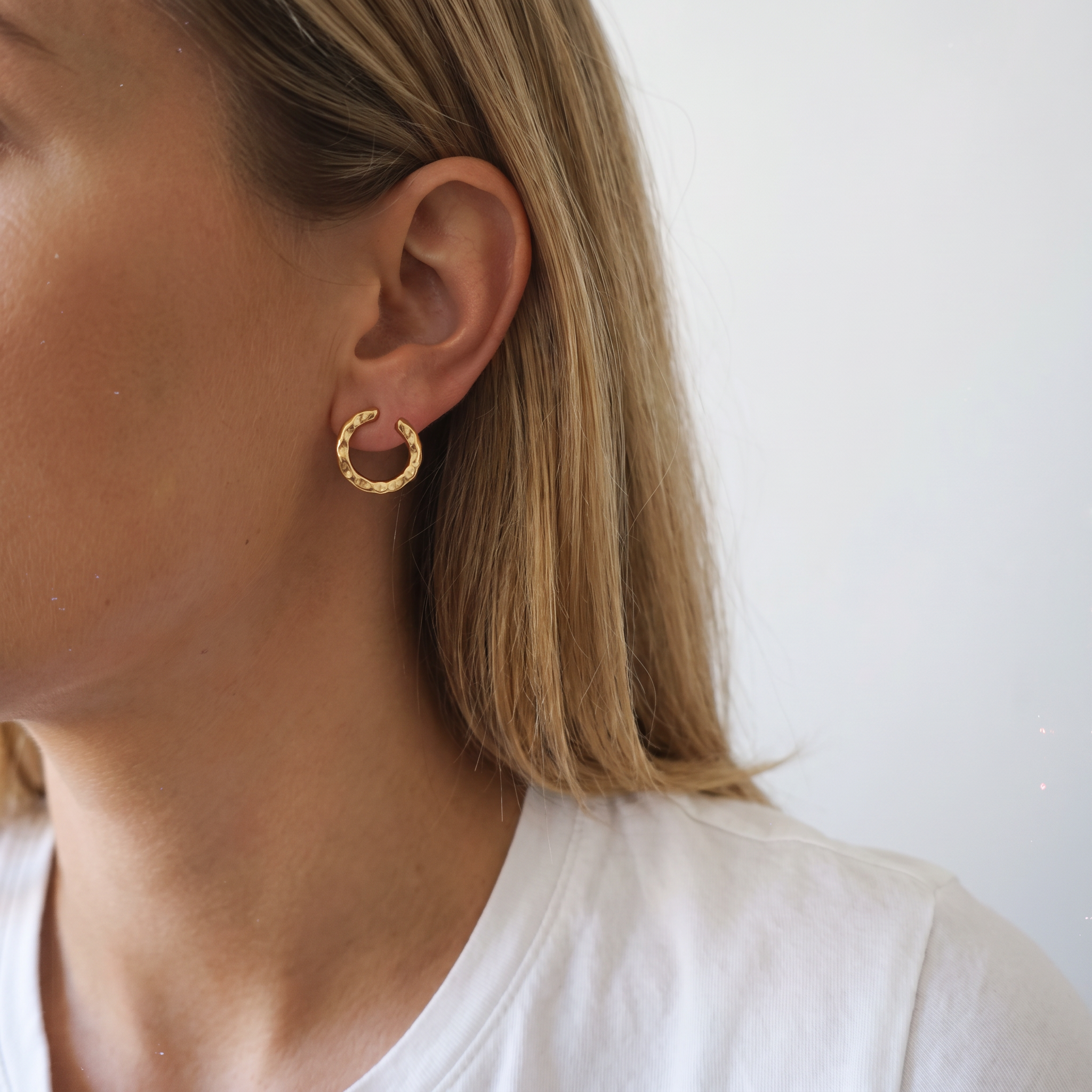 Hammered Open Hoop Earrings
