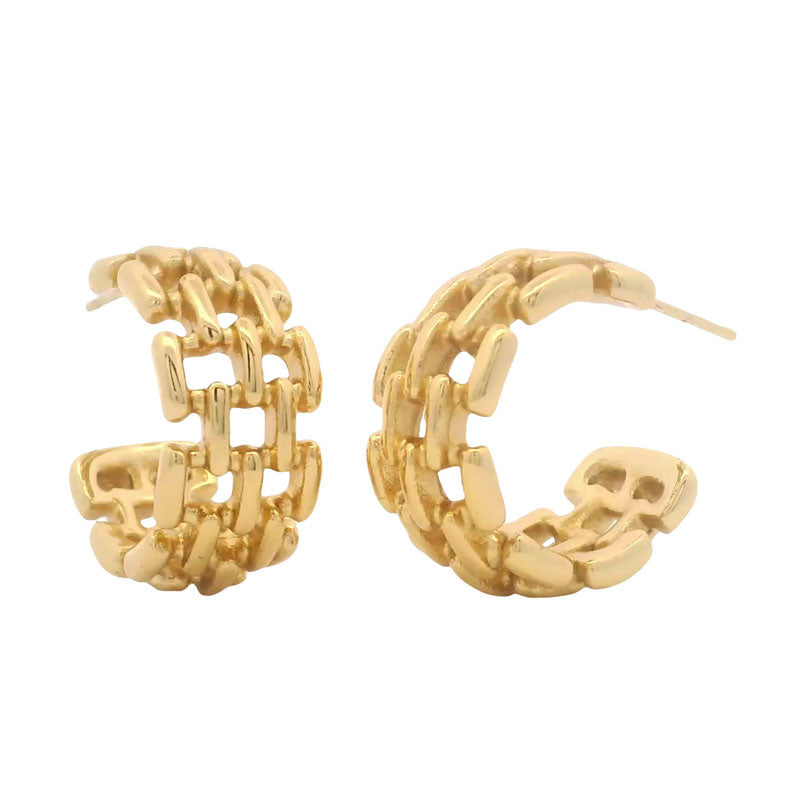 Aura Woven Hoop Earrings on white background