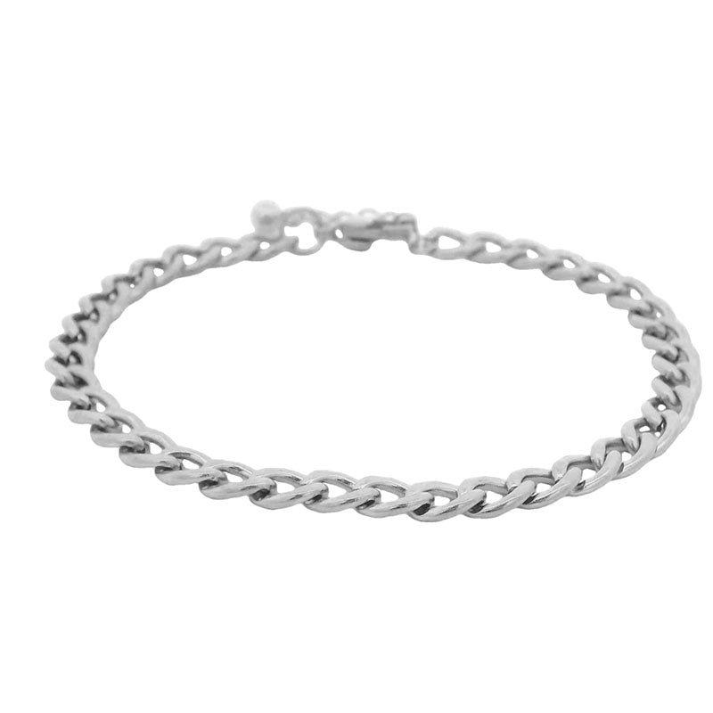 Aura Silver Curb Chain Bracelet on white background