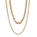 Aura Layered Cable & Curb Chain Necklace on white background
