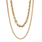Aura Layered Cable & Curb Chain Necklace on white background