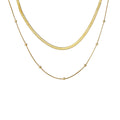 Aura Layered Herringbone & Satellite Chain Necklace on white background