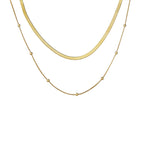 Aura Layered Herringbone & Satellite Chain Necklace on white background