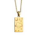 Aura Heart & Moon Tag Pendant Necklace on white background