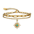 Aura Layered Sunburst Charm Bracelet on white background