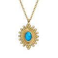 Aura Turquoise Starburst Pendant Necklace on white background
