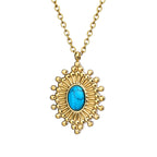 Aura Turquoise Starburst Pendant Necklace on white background