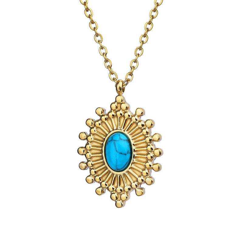Aura Turquoise Starburst Pendant Necklace on white background
