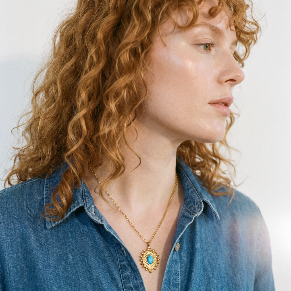 Turquoise Starburst Pendant Necklace