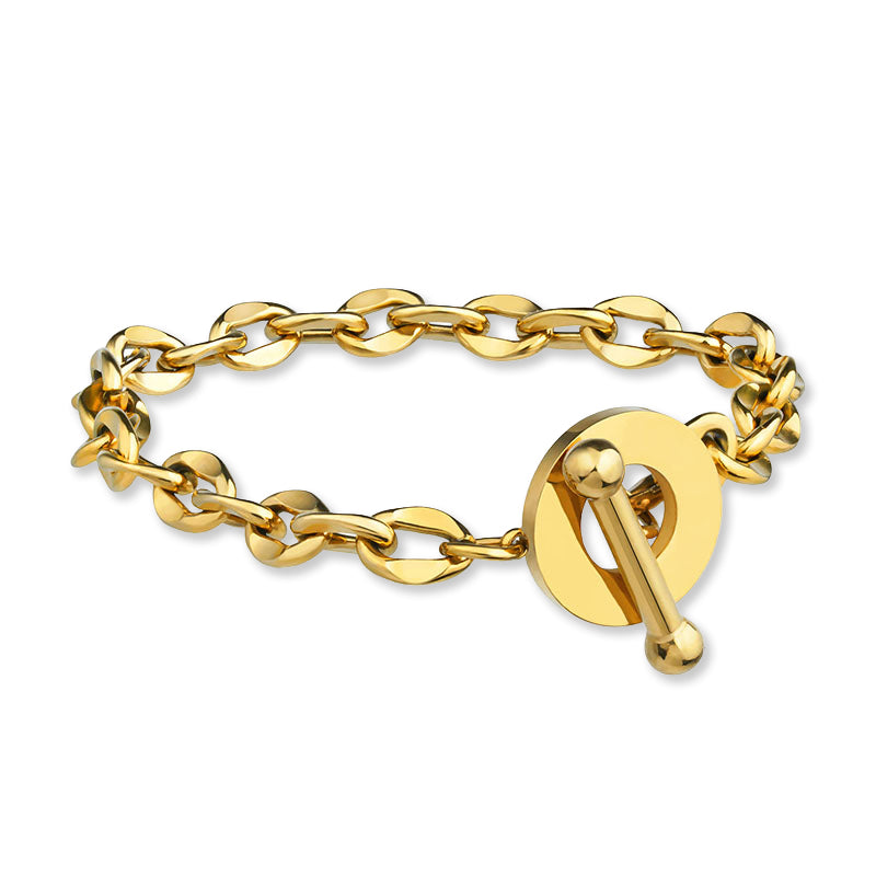 Aura T-Bar Chunky Chain Bracelet on white background