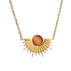 Aura Sunray Pendant Necklace, Peach on white background