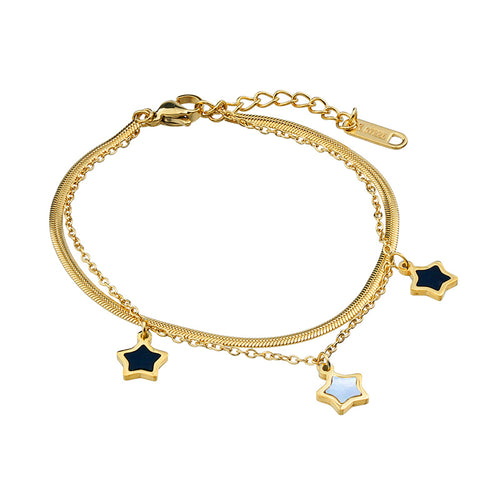 Aura Celestial Star Charm Layered Bracelet on white background