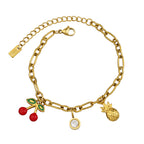 Aura Cherry & Pineapple Charm Bracelet on white background