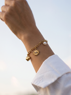 Heart, Sun & Pearl Charm Bracelet