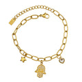 Aura Hamsa & Star Charm Bracelet on white background