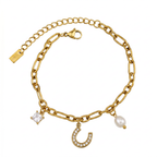 Horseshoe & Pearl Charm Bracelet