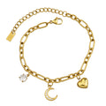 Aura Moon & Heart Charm Bracelet on white background