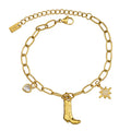 Aura Western Boot & Sun Charm Bracelet on white background